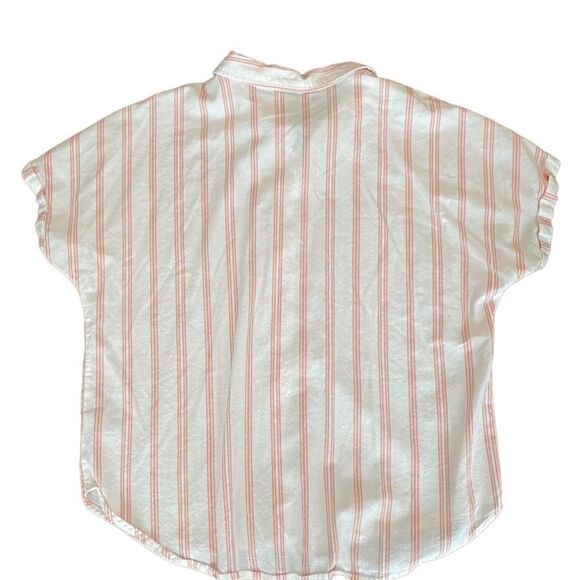 Universal Thread Button Down Shirt Short Sleeve Vertical Stripes Large - Picture 3 of 5